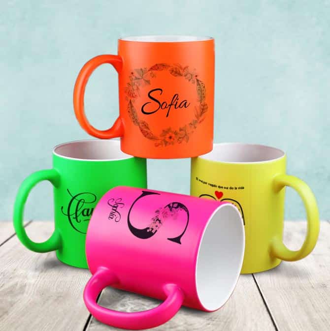 mugs personalizados neon