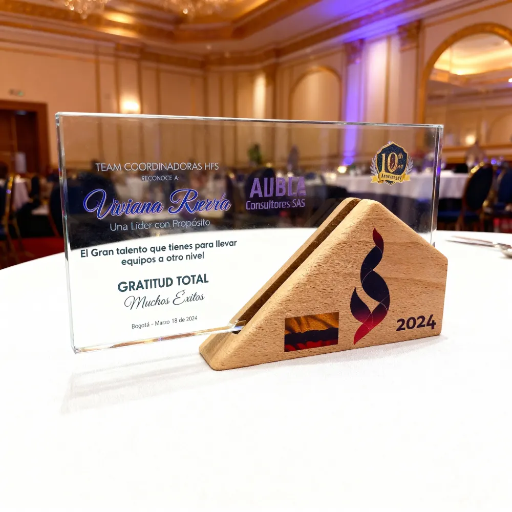 Placa de Reconocimiento Vidrio Rectangular