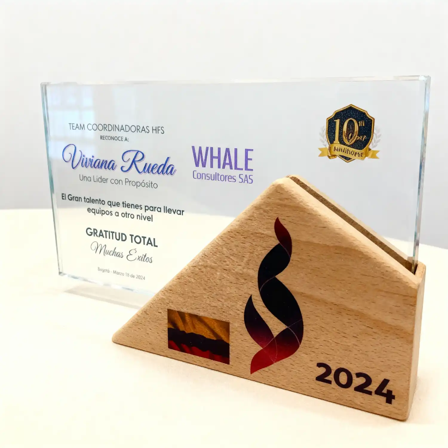 Placa de Reconocimiento Vidrio Rectangular