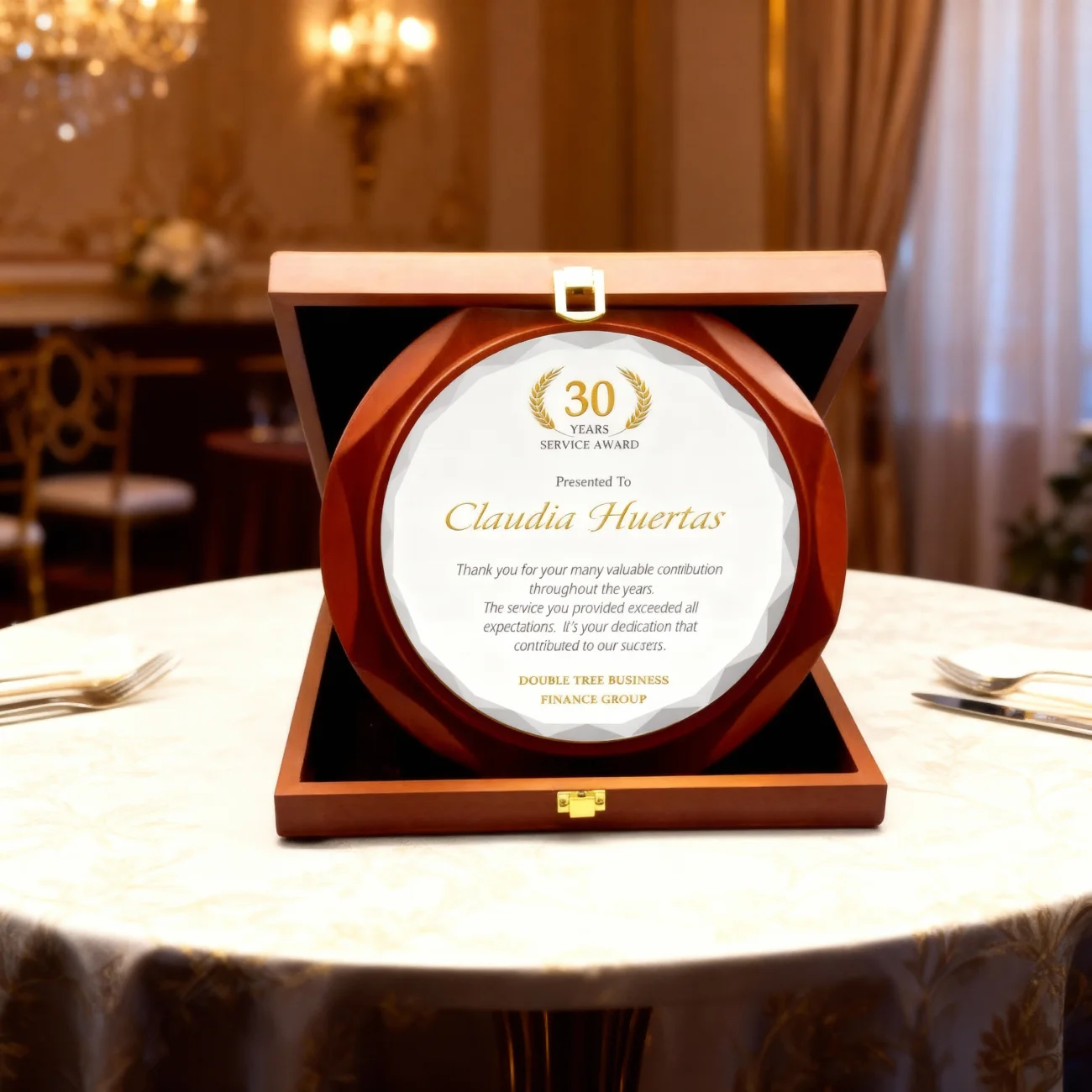 Placa de reconocimiento en madera redonda - Imagen 2