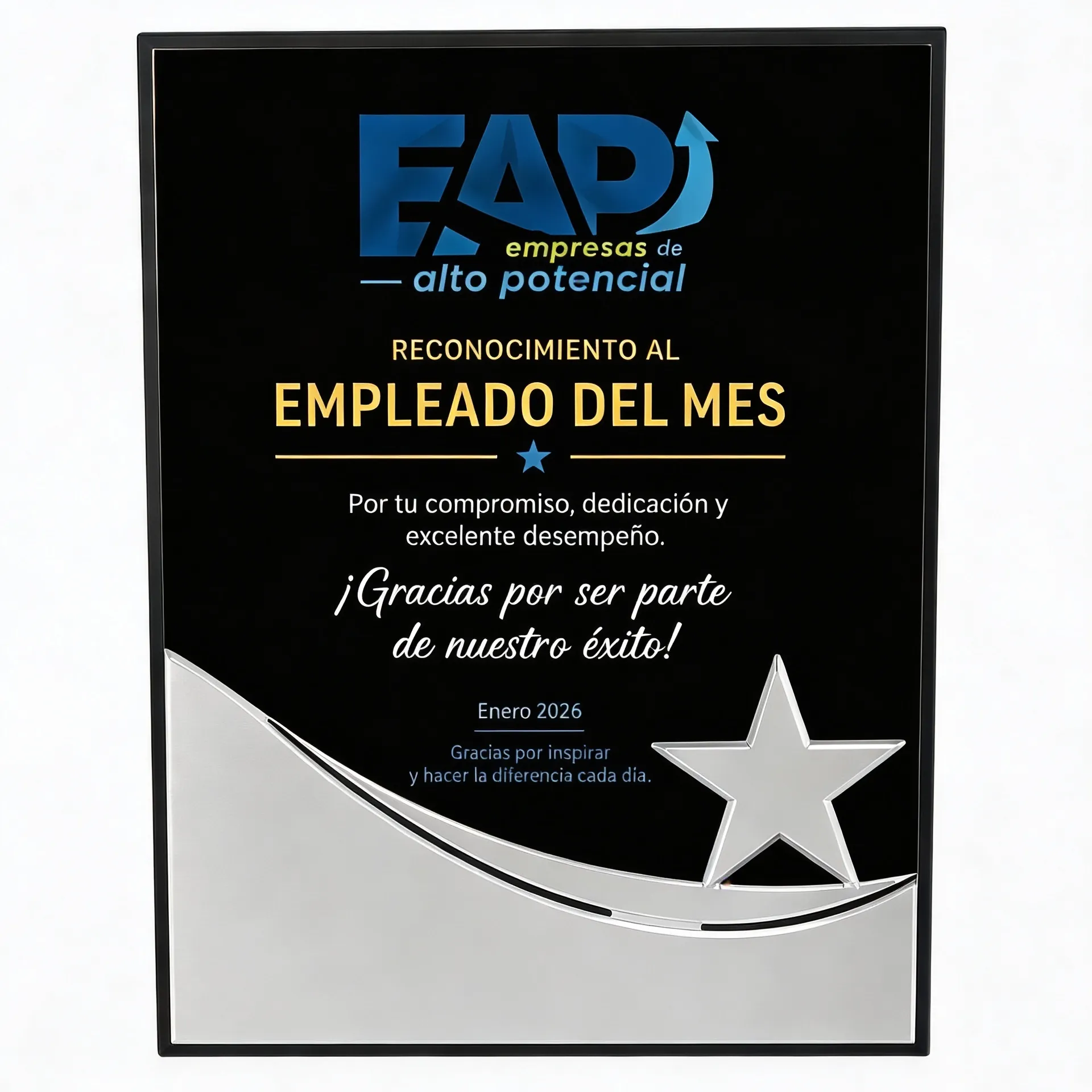 placa-personalizada-madera-negra-con-estrella-plateada-para-reconocimiento