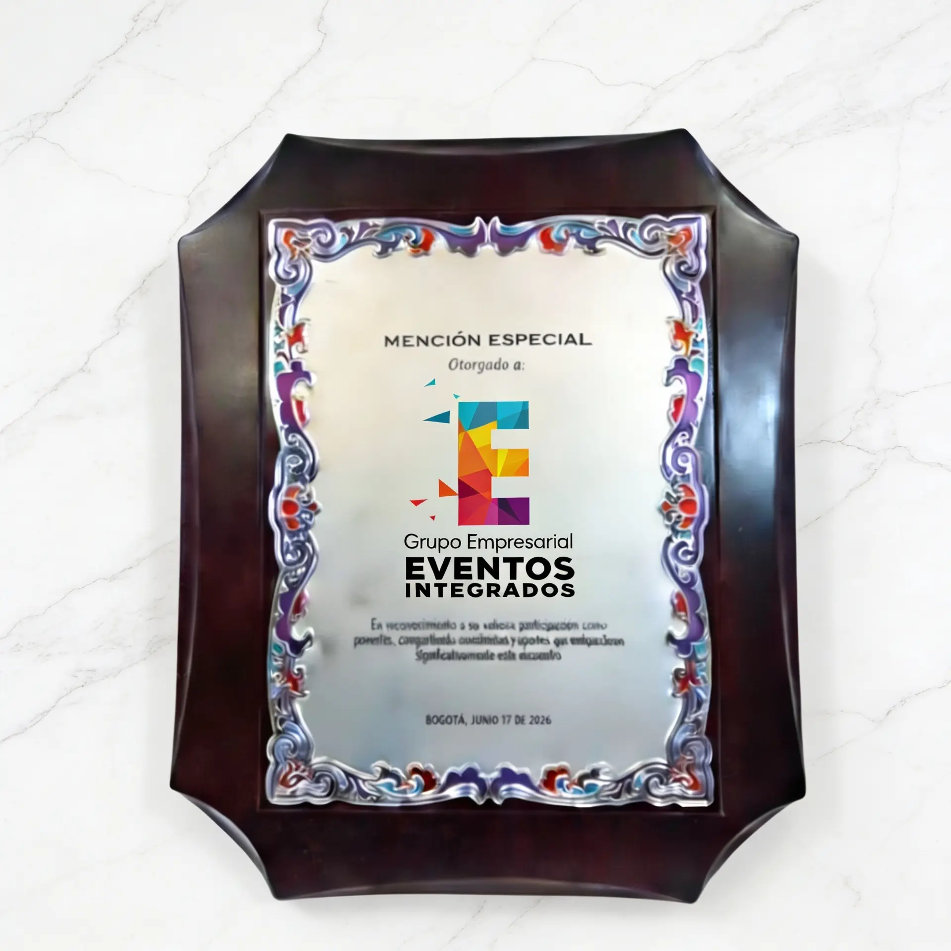 Placas de reconocimiento bogota
