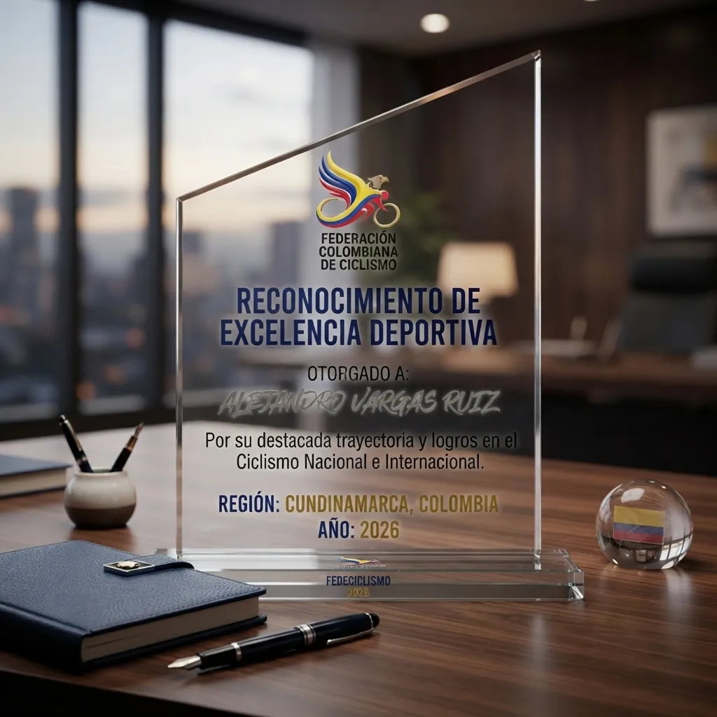 Placa de Reconocimiento Ascenso sobre escritorio de oficina