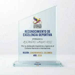 Placa de Reconocimiento Ascenso en vidrio transparente con logo a color