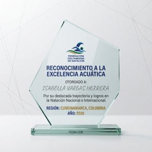 Placa de Reconocimiento Cristal Facetado en vidrio con logo a color